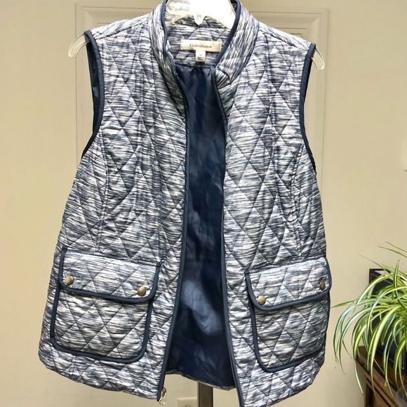 CROFT & BARROW LIGHT BLUE STRIPLE WOMENS 2 POCKESTS SLEEVELESS SIZE M WG - Picture 4 of 9